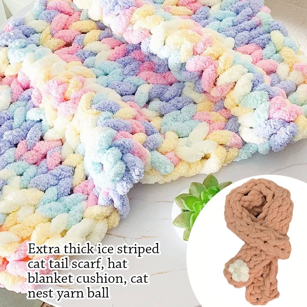 Woven Scarf Blanket - ニットとかぎ針編み用の色とりどりのシェニール、厚くて柔らかい暖かい糸、毛布のクッション、スカーフライン、ボールあたり250g
