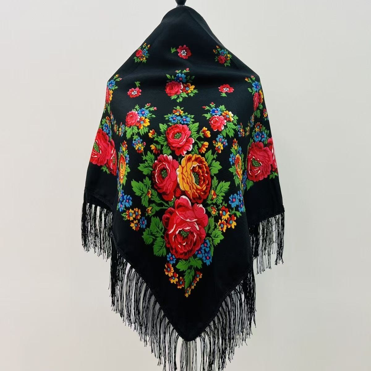 120×120cm 高級花柄 ロシア民族風 スクエアスカーフ - Bandana Cotton のレビューと価格