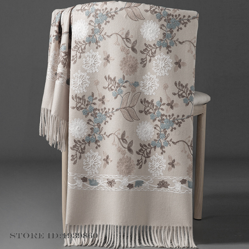 女性用カシミアパシュミナスカーフラップ刺繍花柄ロングショール - Woven Scarf Blanket のレビューと価格