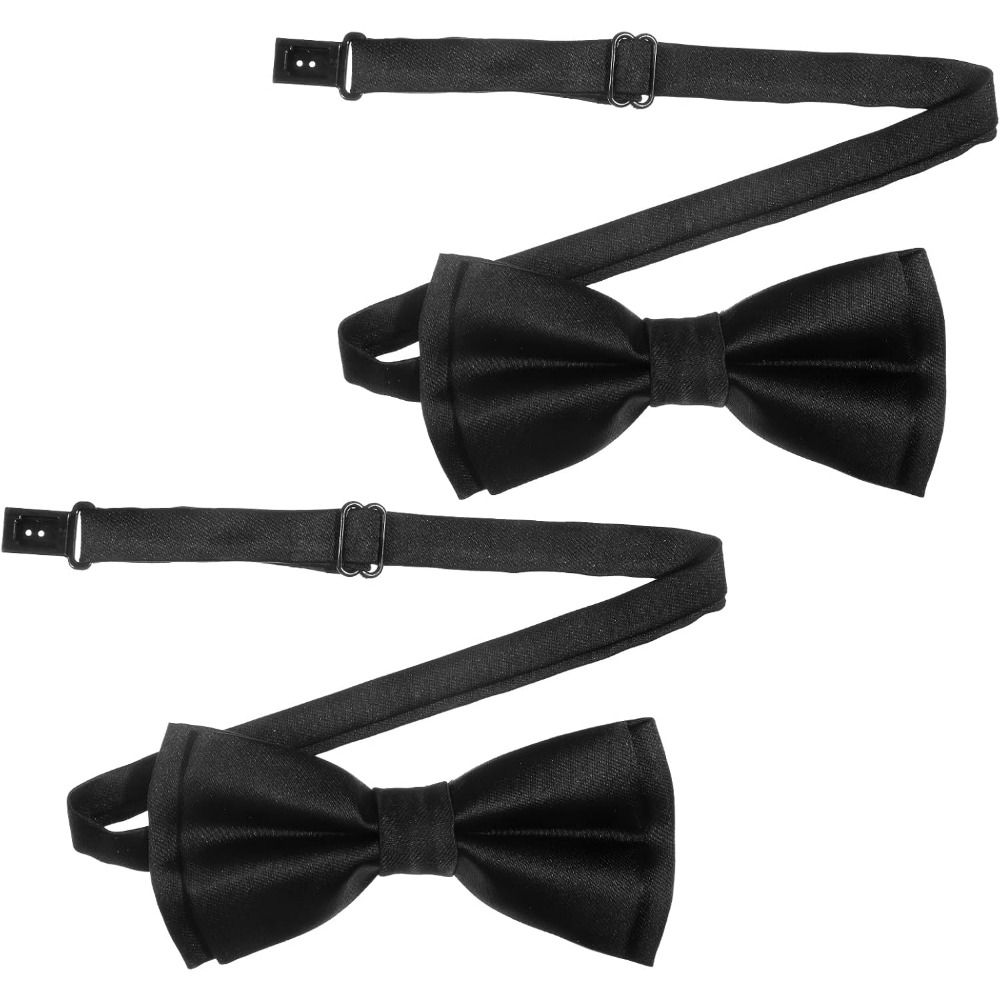 メンズ蝶ネクタイ、2枚組無地プレタイド調整可能蝶ネクタイ、結 - Bow Tie Pre Tied のレビューと価格