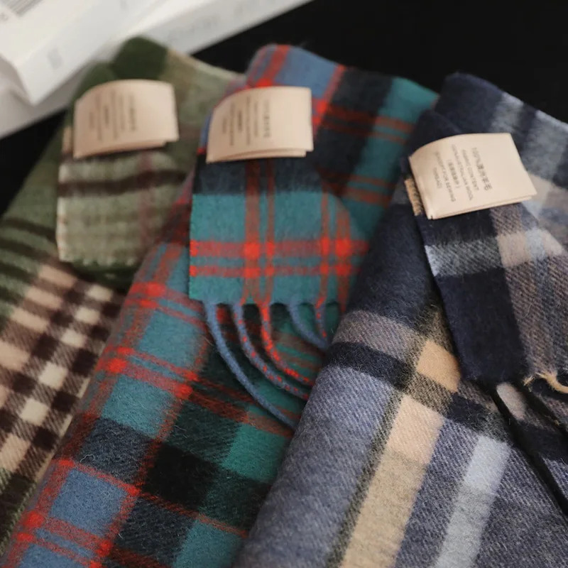 高品質 100% ウールスカーフ男性冬秋ピュアウールファッシ - Muffler Men Wool のレビューと価格