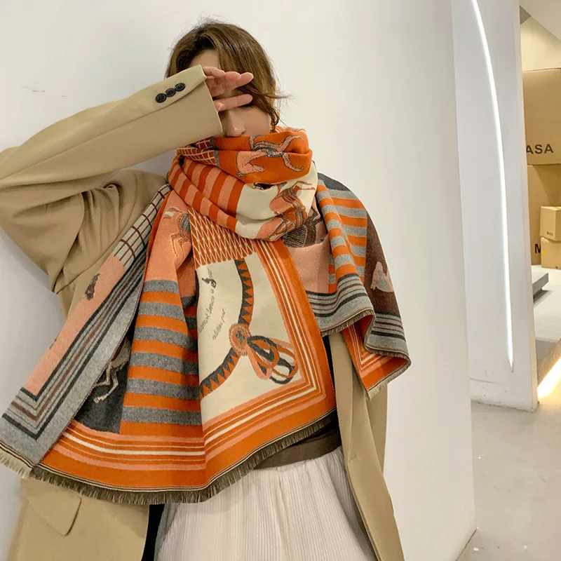 女性のための豪華な冬のカシミヤスカーフ,暖かいパシュミナブラ - Woven Scarf Blanket のレビューと価格