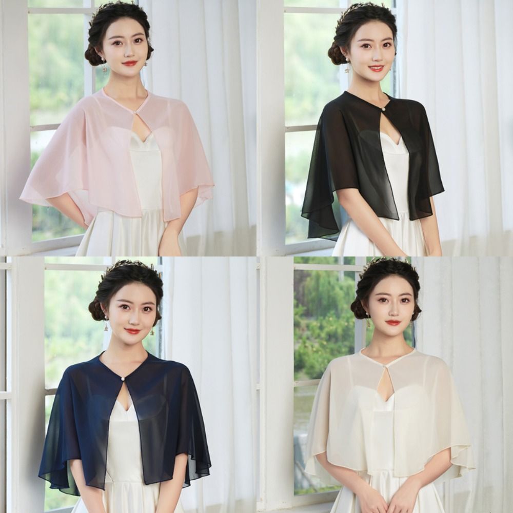 ヴィンテージシアー・シフォンケープレット 軽量デザイン エレ - Stole Wedding Shawl のレビューと価格