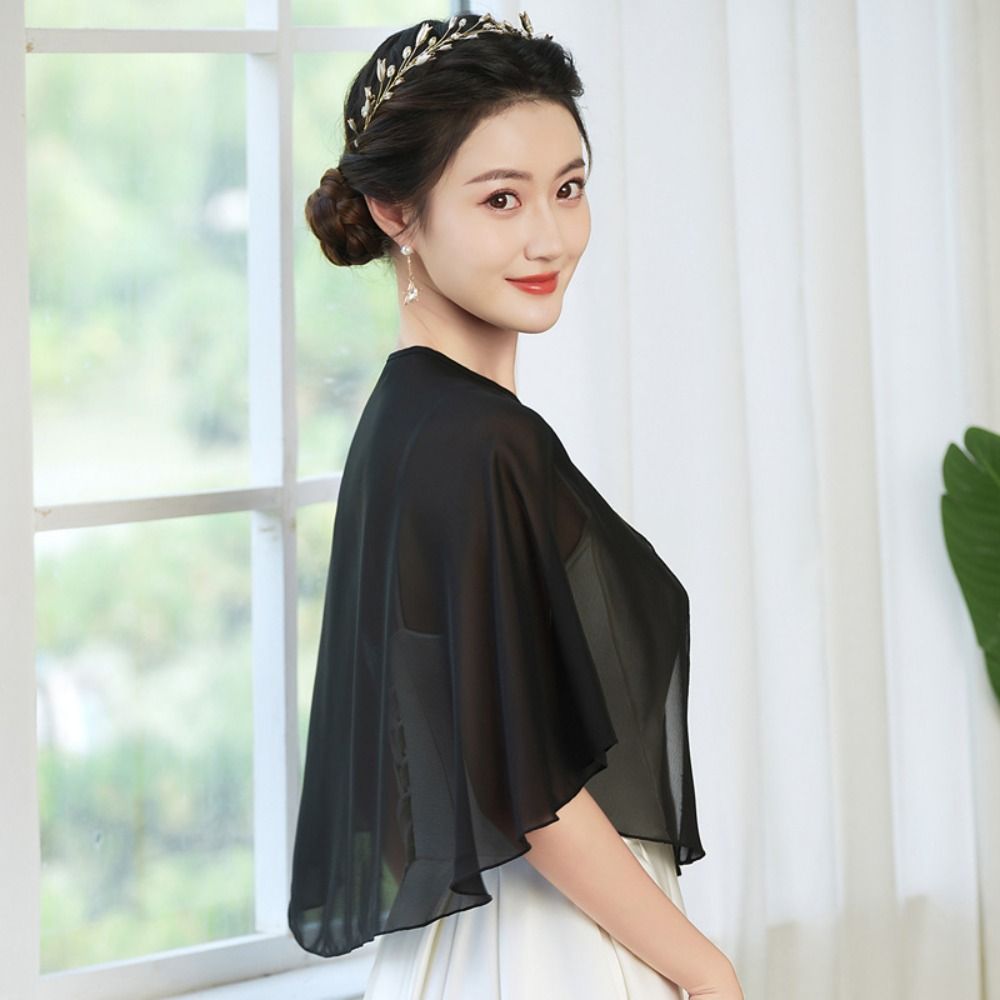 ヴィンテージシアー・シフォンケープレット 軽量デザイン エレ - Stole Wedding Shawl のレビューと価格