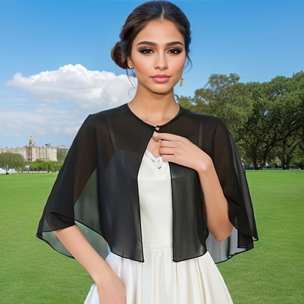ヴィンテージシアー・シフォンケープレット 軽量デザイン エレ - Stole Wedding Shawl のレビューと価格