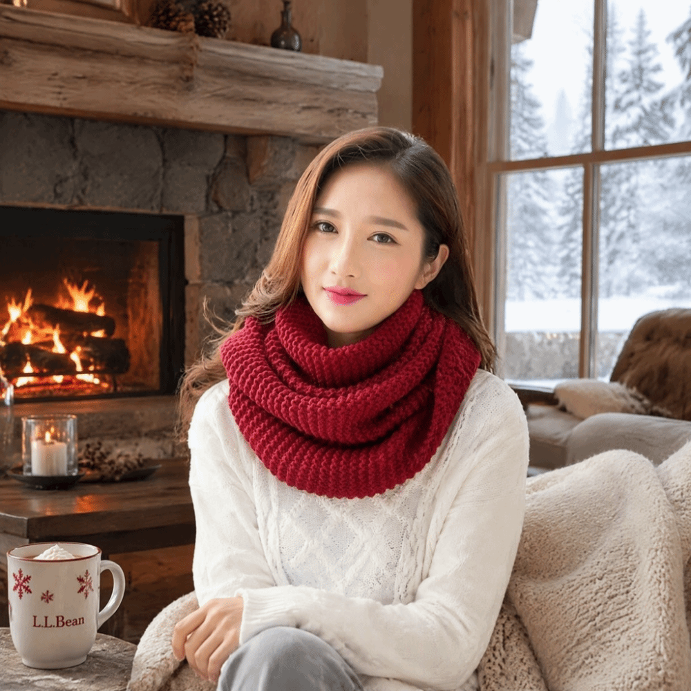 無地のインフィニティループスカーフ 通気性のある厚手のネック - Infinity Scarf Knit のレビューと価格